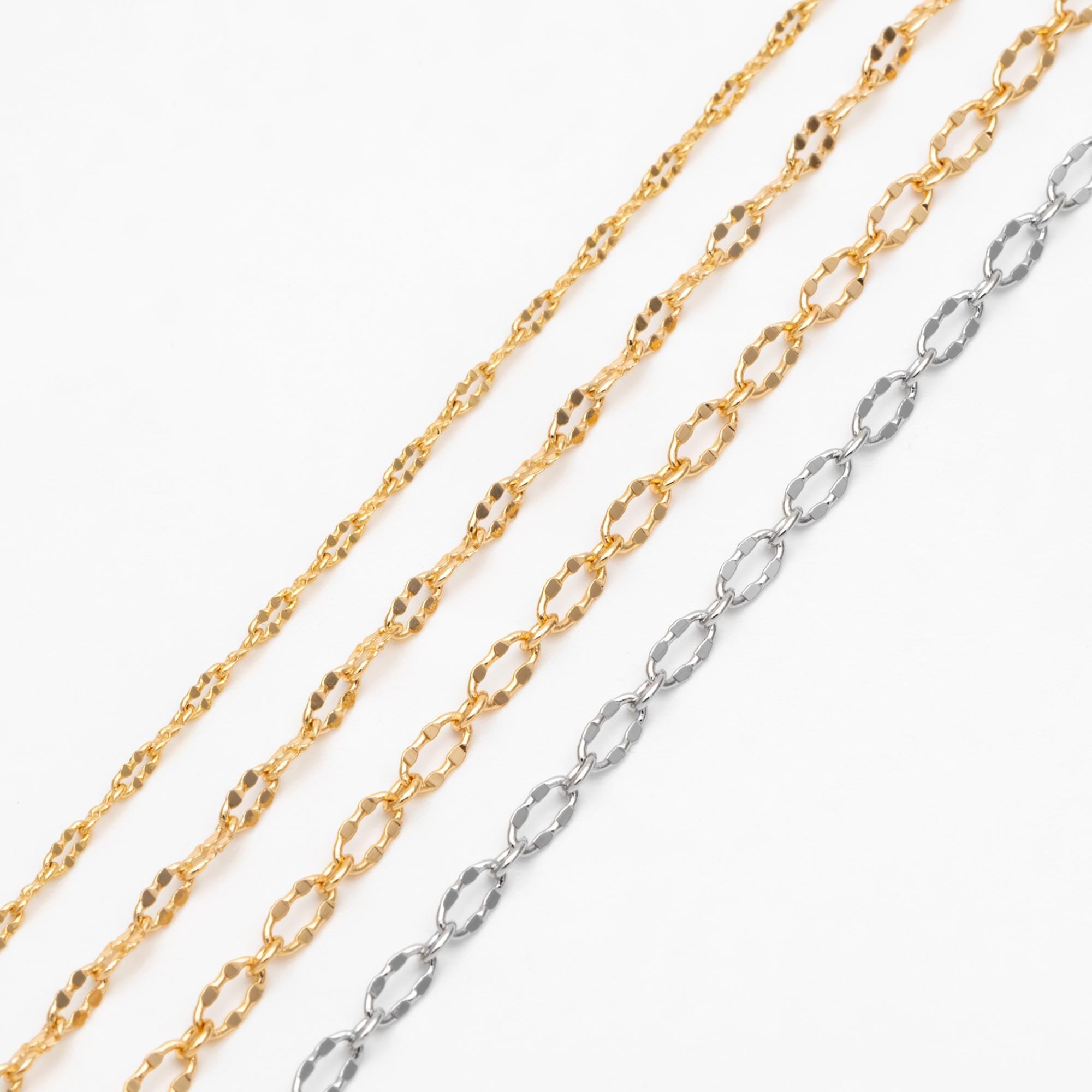 Gold/ Rhodium plated Brass Oval Cable Chains, Real Gold/ Silver Decorative Designer Chain 1.5/ 2.1/ 2.5mm (#LK-150)/ 1 Meter=3.3 ft